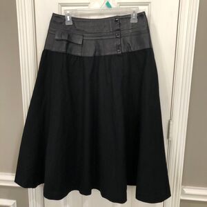 VTG Leather & Wool Skater Style Skirt, Wide Waistband, Snap Closure, Mint, SZ 12